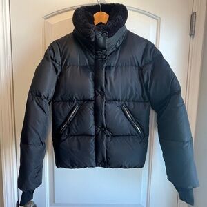 SAM. New York Matte Black Down Puffer Jacket Faux Fur Collar Small / Medium